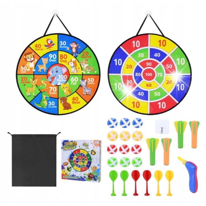 Kétoldalas célpont ütőkhöz, Vicloon, 66 cm, készlet 12 tapadós labdával, 4 nyíllal ellátott labda, 6 tépőzáras nyíl