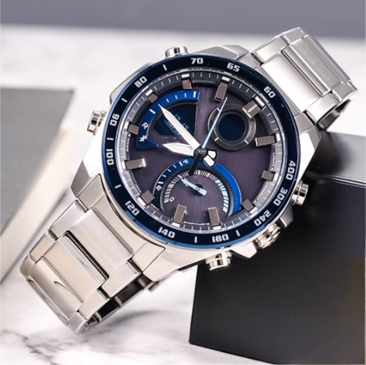 Ceas barbatesc KENSUI ECB-900DB-1B, mecanism cuart, inox, rosu