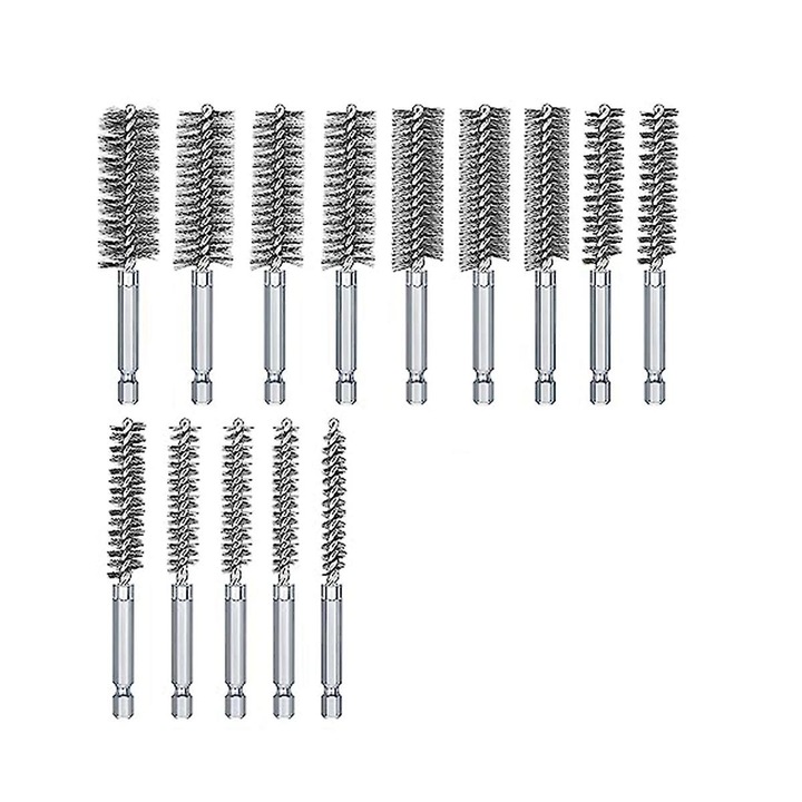 Set 14 perii de curatare din inox, pentru gauri, 8-25 mm, argintiu