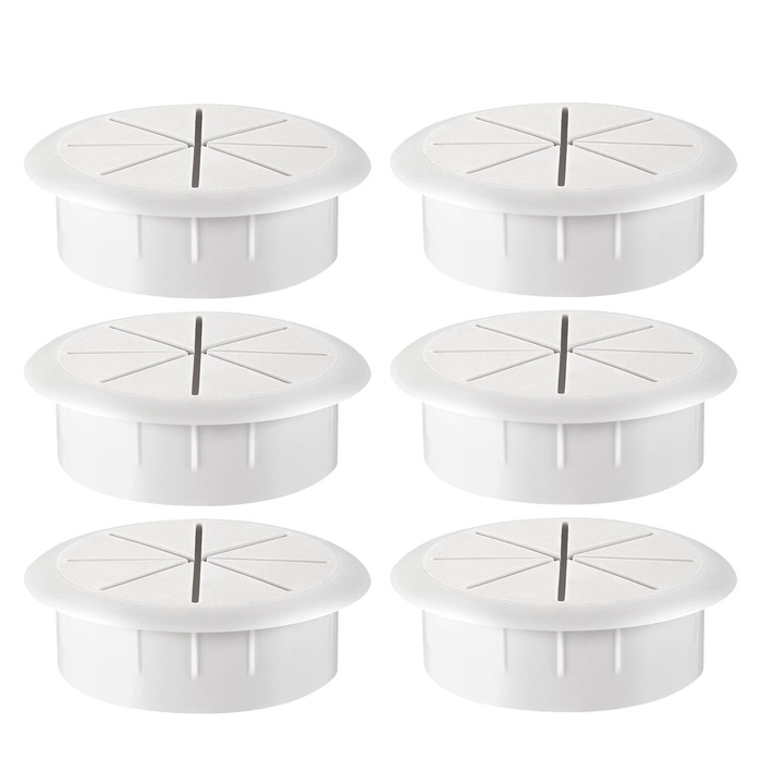 Set 6 garnituri pentru cabluri, 50 mm, alb, 6.35x5x2.15 cm