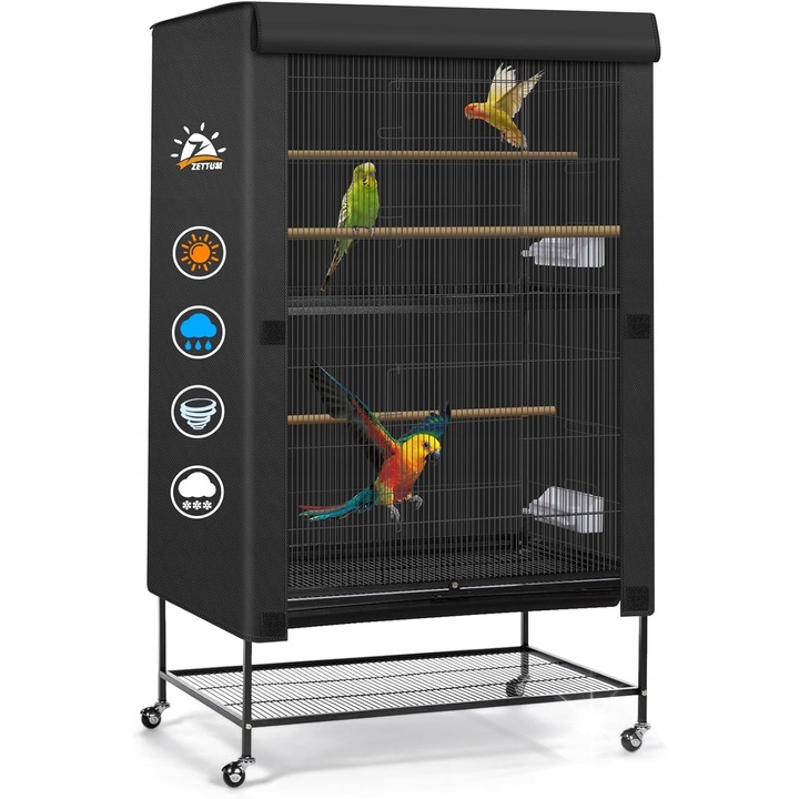 Husa impermeabila pentru cusca pasari, 102cm, Negru