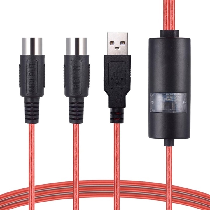 USB audiokábel, Cootway, kompatibilis zenei eszközökkel, Fekete/Piros