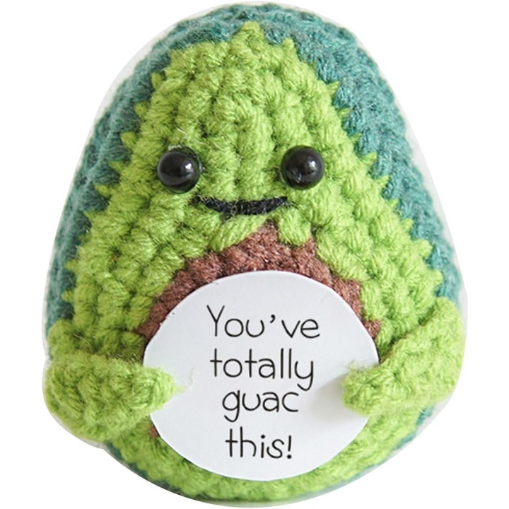 Plus crosetat, bumbac, 10x7x4cm, in forma de avocado, verde