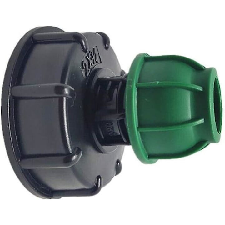 IBC tartály adapter, S60X6, 20mm/25mm/32mm-es tömlővel kompatibilis, műanyag, fekete/zöld