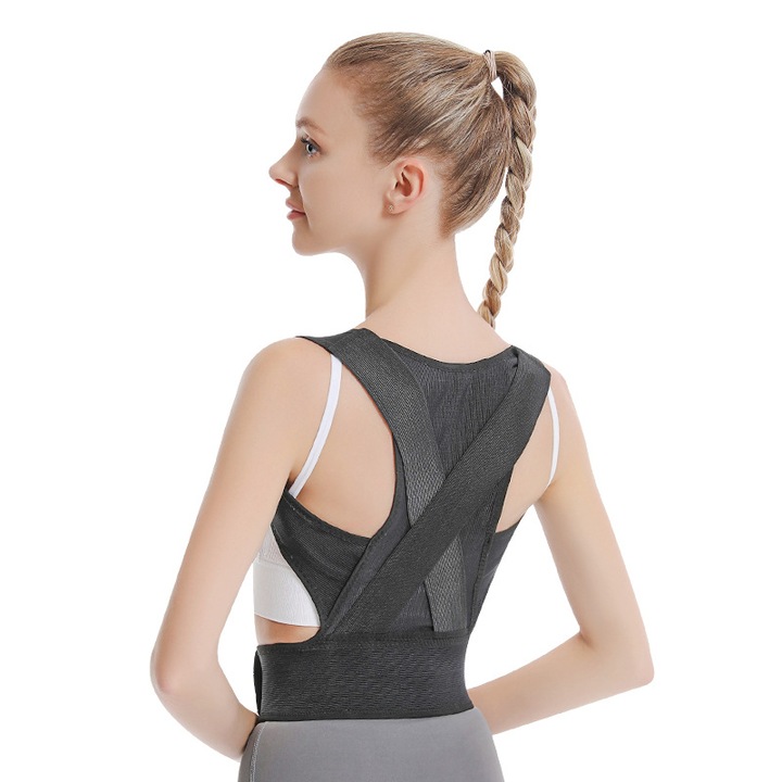 Corector de postura ajustabil, negru, XL