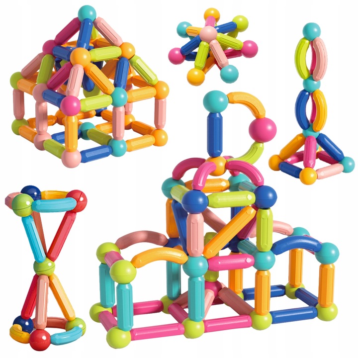 Mágneses építőkészlet, Kinderplay, Többszínű, 120 db