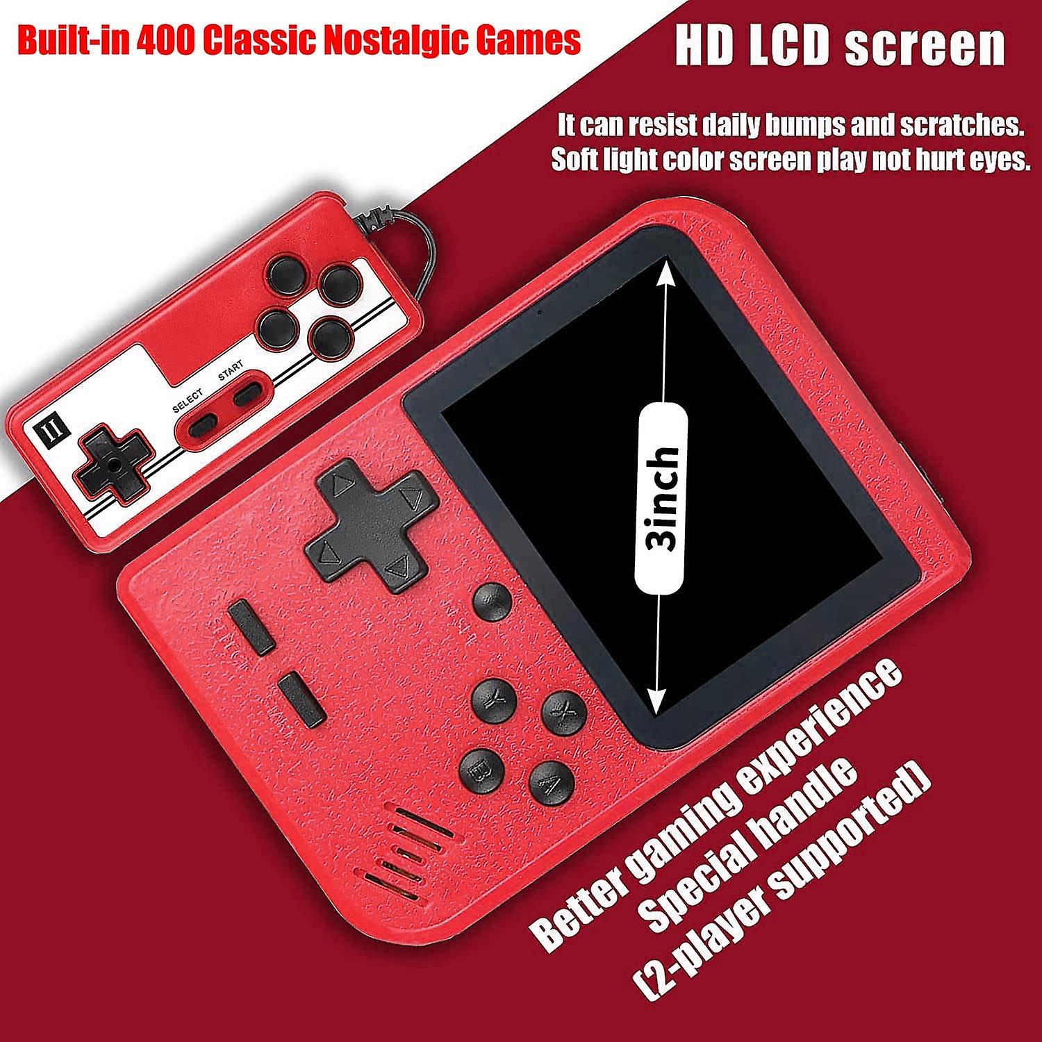 Consola de jocuri portabila retro, 400 jocuri clasice, ecran 3.0 inch, rosie