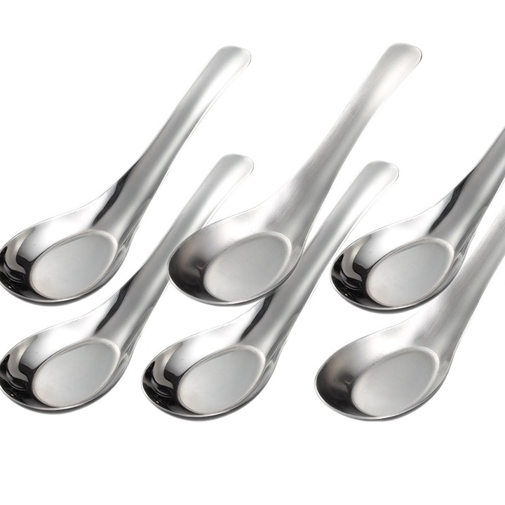 Linguri de supa asiatice din otel inoxidabil, set de 2 bucati, argintii, 15x4.5x4cm