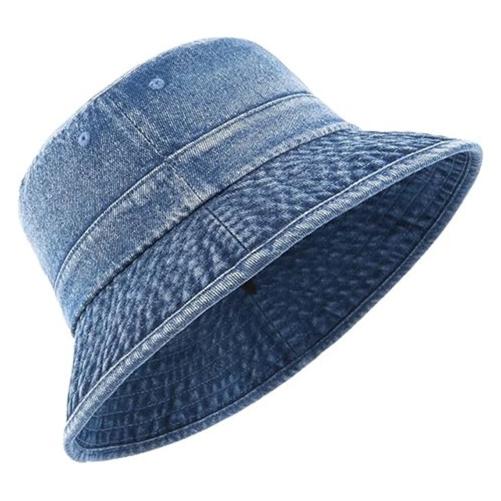 Férfi farmer kalap, széles karimájú, UV-védelemmel, nagy méretű, kék