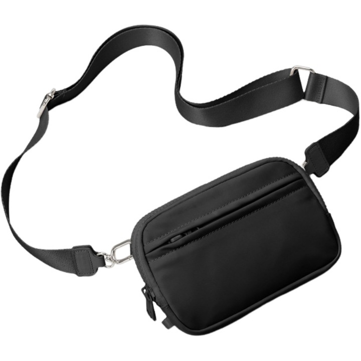 Válltáska szabadtéri sportokhoz, fekete, 17x12x4cm, könnyű és vízálló