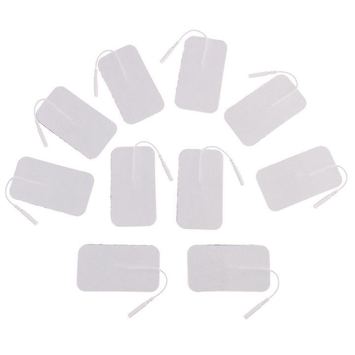 Set 10 electrozi autoadezivi pentru stimulare musculara, alb, 5x9cm