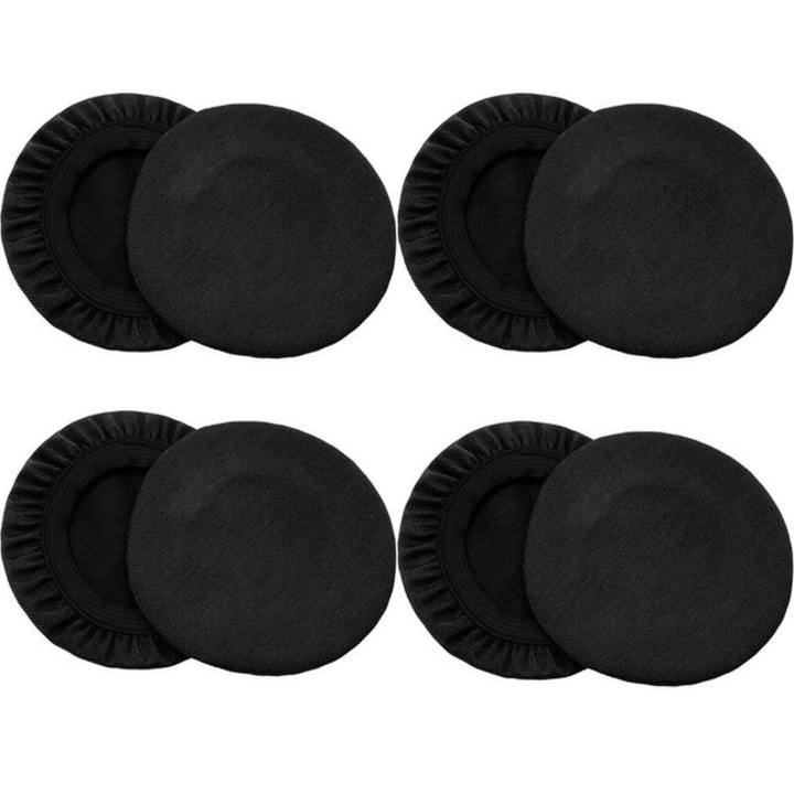 Huse de protectie pentru casti, 4 perechi, negru, dimensiune 10 cm