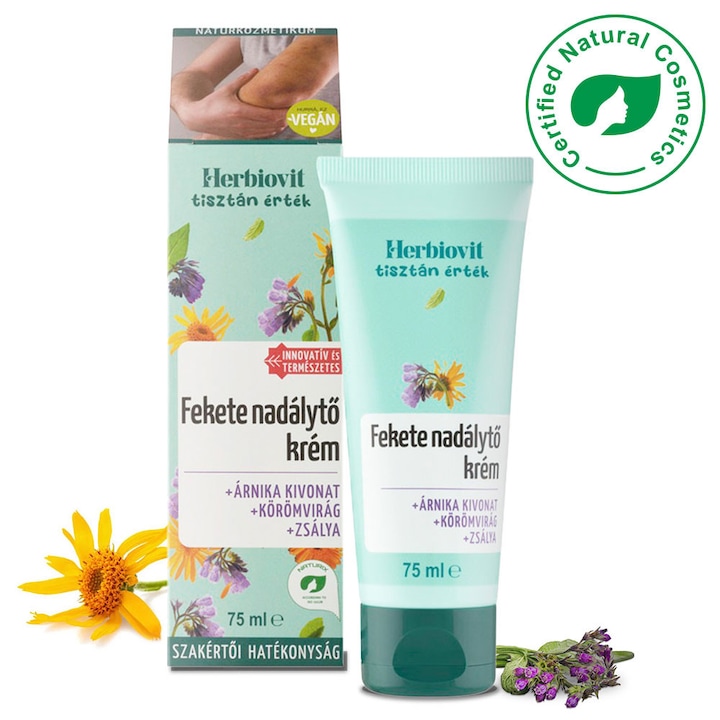 Herbiovit Fekete Nadálytő Krém Tubus 75 ml, Fekete Nadálytő Kivonat, Árnika Kivonat, Zárt Sérülések És Duzzanatok Ápolására, Véraláfutásra, Fájdalomcsillapító, Gyulladáscsökkentő, Aktív Életmódhoz