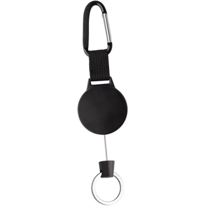 Set 3 inele inteligente retractabile pentru carduri de identificare, 100 cm fir de otel, negru, 17x5x1.5cm