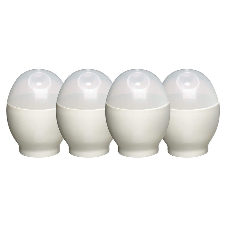 Aparat de gatit oua rapid pentru cuptor cu microunde, set 4 buc, plastic, fara coaja