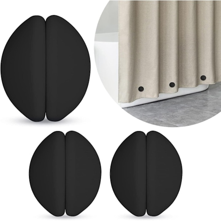 Greutati magnetice pentru perdele de dus, set de 6, negru, rezistente la rugina, 102g fiecare