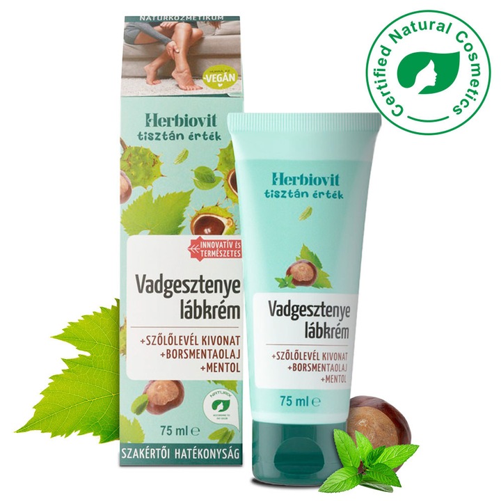 Herbiovit Vadgesztenye Lábkrém Tubus 75 ml, Legjobb Lábkrém Díj, Visszér Kezelésére, Fáradt Lábak Ápolására, Frissítő Gél Hatás, Ideális Utazáshoz, Mindig Legyen Önnél