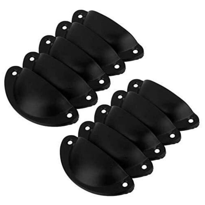 Set 10 manere retro pentru sertare si usi, bronz antic, 8.1x3.5x0.4 cm