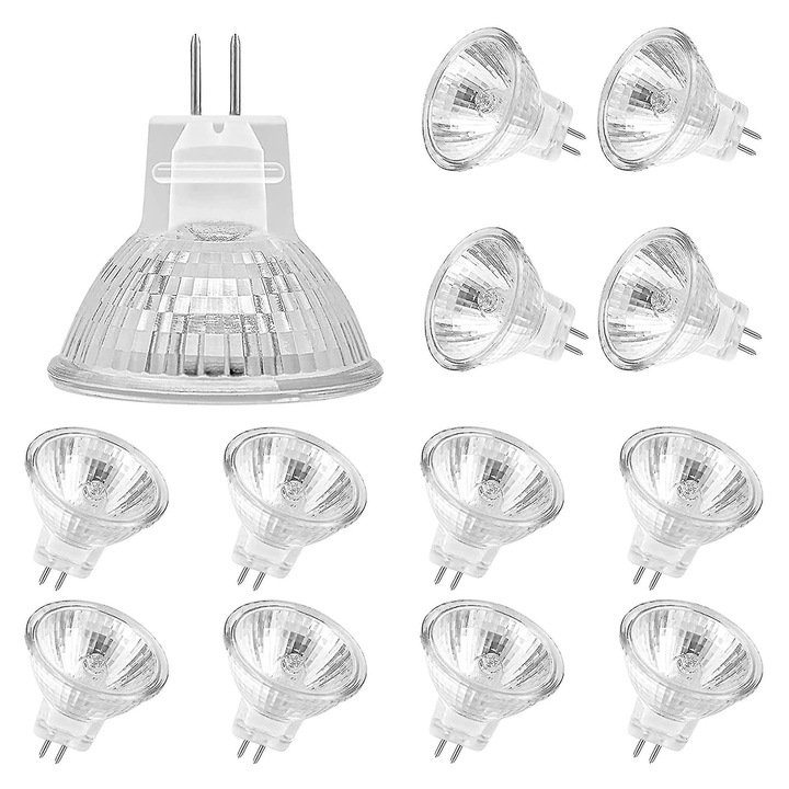 Халогенна лампа MR11 12V 20W димируема, 34x36мм, топло бял цвят, комплект от 12 броя