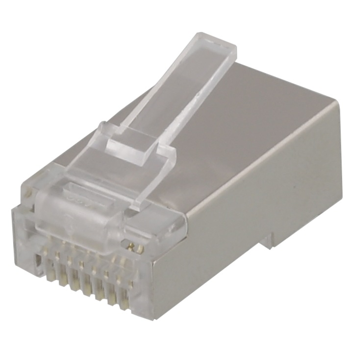 RJ45 csatlakozó patch kábelhez, Cat6, árnyékolt, 20 darabos készlet