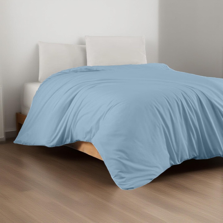 100% pamutszatén paplanhuzat, egyszínű kék, 140 x 200 cm