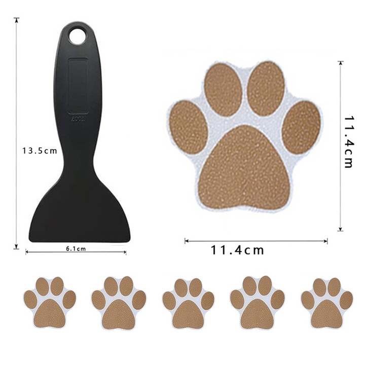 Set 20 autocolante antiderapante pentru cada, 8 cm, design labe de caine, plastic durabil