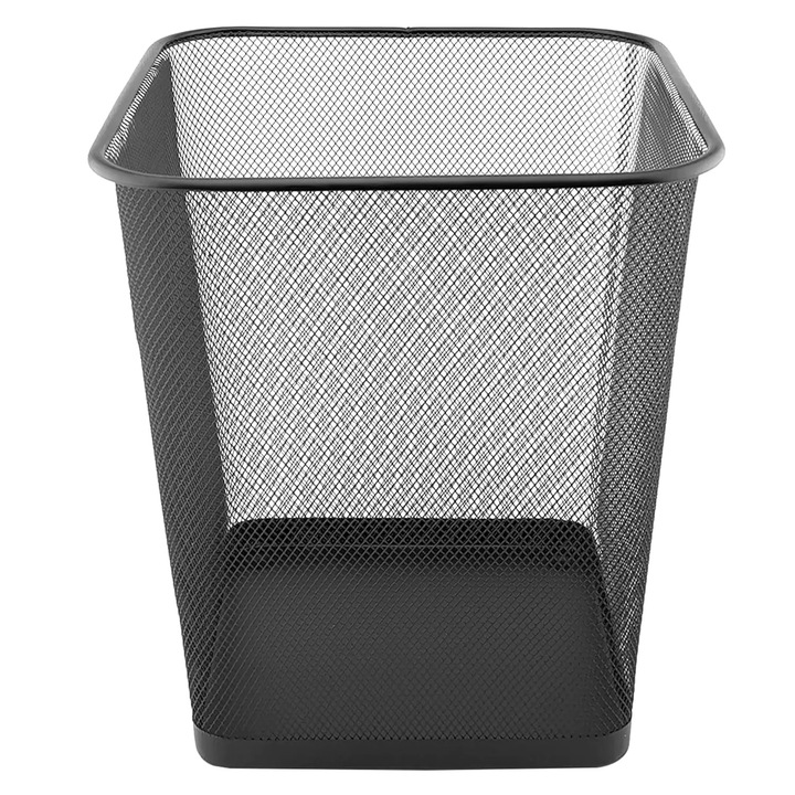 Cos de Gunoi Bucatarie Elindor® Capacitate 18L, din Plasa Metalica, pentru Blat sau Sub Chiuveta, Multifunctional, in Dulap, Bucatarie, Baie, Birou, Camara, Potrivit pentru Colectare Selectiva, 27 x 27 x 50 cm, Negru