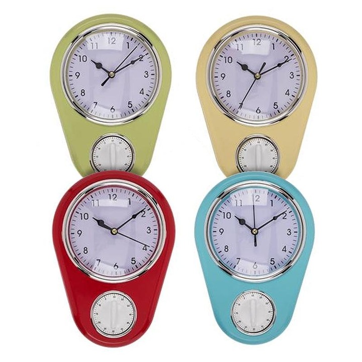 Ceas de perete cu timer, 22.5x16x4.5cm, multicolor, design oval