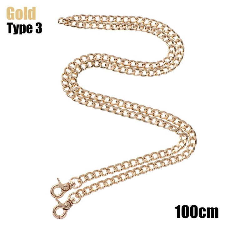 Táskalánc, fém, 100cm, arany