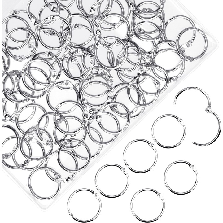 Set 100 inele metalice pentru dosare, 30mm, rezistente la rugina, pentru organizare