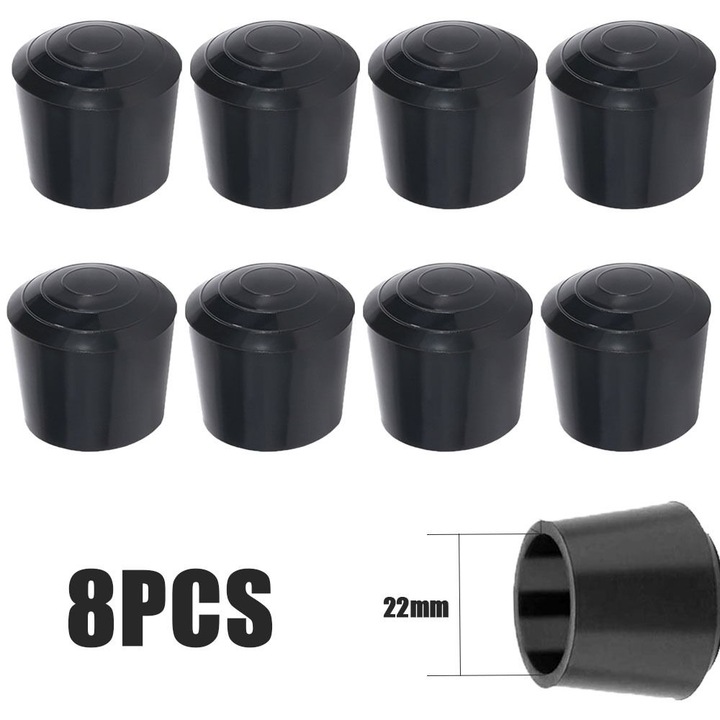 Set 8 bucati protectii pentru picioare de scaun, cauciuc, 10-30mm, negru