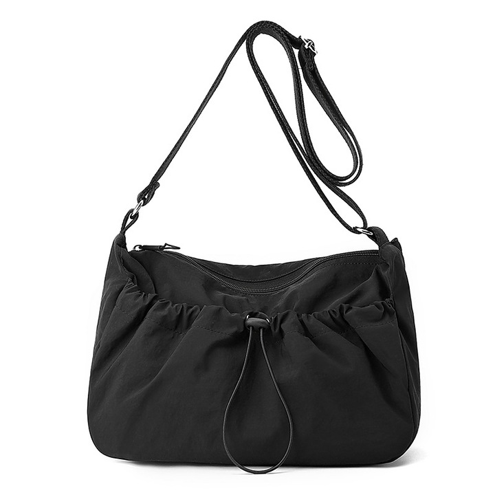 Többfunkciós nylon crossbody táska, fekete, 32x20x10cm