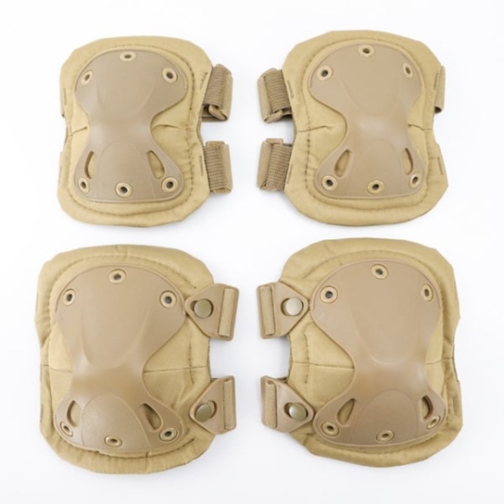 Set protectie articole sportive, genunchiere, cotiere, culoare khaki, dimensiuni genunchiere 14x19.5x8.5cm, dimensiuni cotiere 17x13x7cm