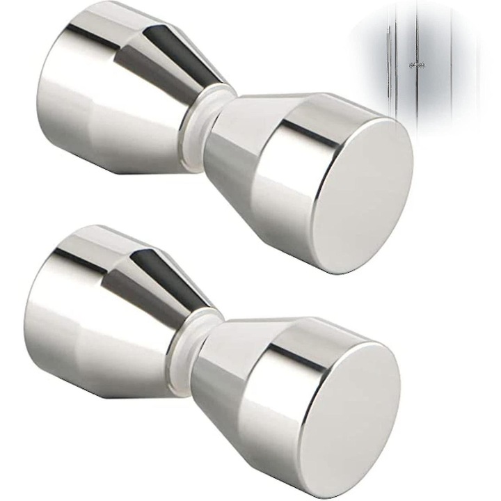 Manere dus set, aluminiu argintiu, design ergonomic, 60x30mm