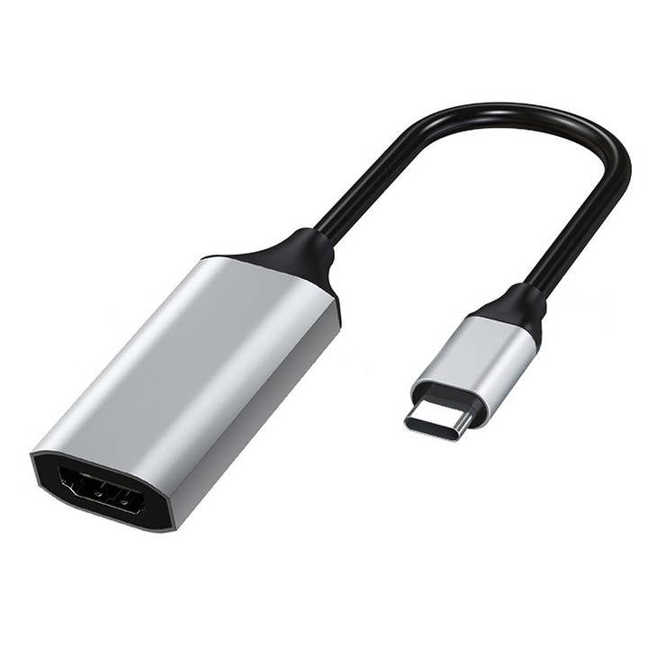 Type-C - HDMI adapter kábel, 4K, fekete, 2.2x4.5cm, 1 db-os szett