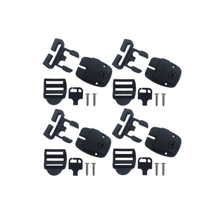 Set 4 clips pentru prinderea capacului de cada, negru, 6.7x3.4x0.3cm
