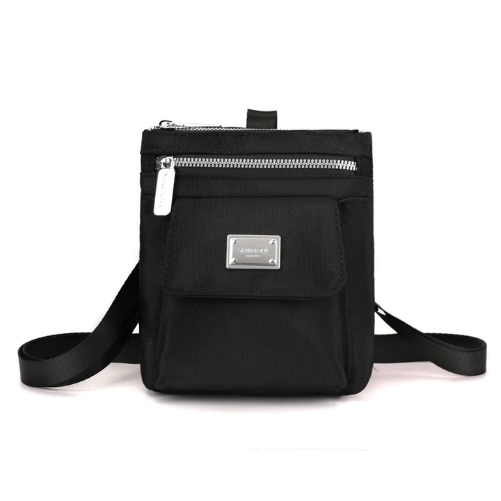 Női alkalmi keresztpántos táska, 3 viselési mód, fekete, 18x14x3.6cm