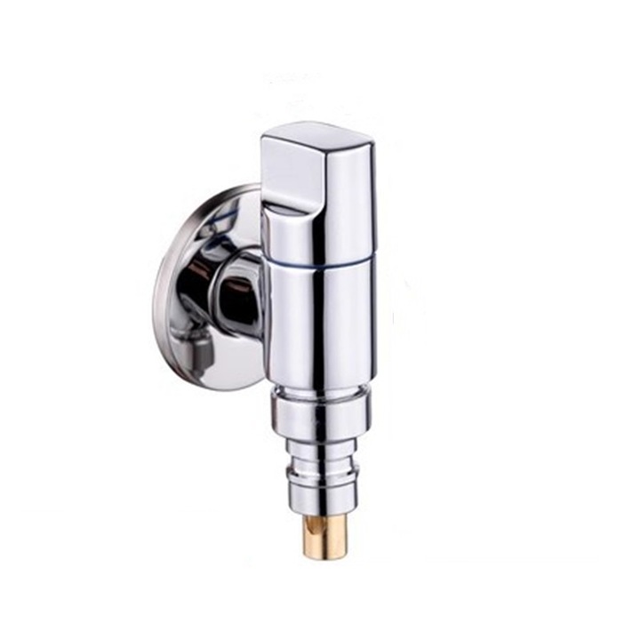 Robinet unghiular din alama cu sistem de oprire apa, 1/2", 8.8x5.5x2.4cm, argintiu