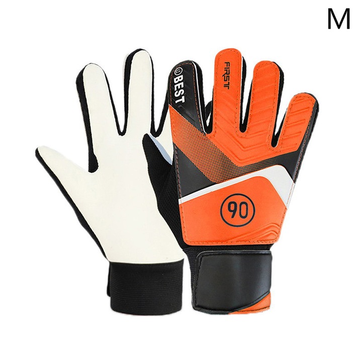 Manusi fotbal copii, verde, latex + PU, set 1 pereche, marimi S, M, L
