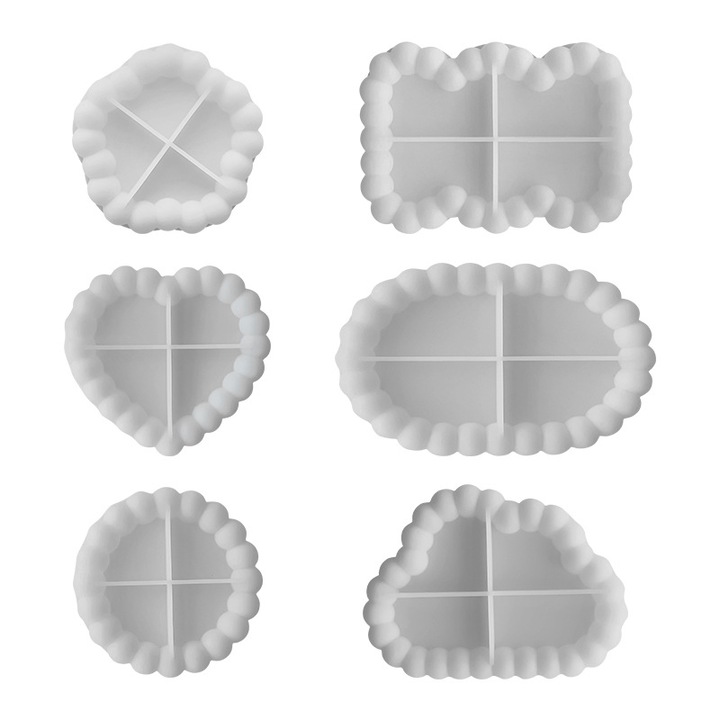 Set matrite din silicon pentru coasters, J-220, alb, 17x12x2cm