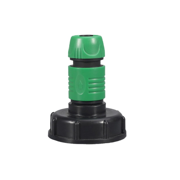 Adaptor IBC din plastic, rezistent la chimicale, negru, 8.9x8.9x7.2 cm, 1/2 inch de 1/2 inch
