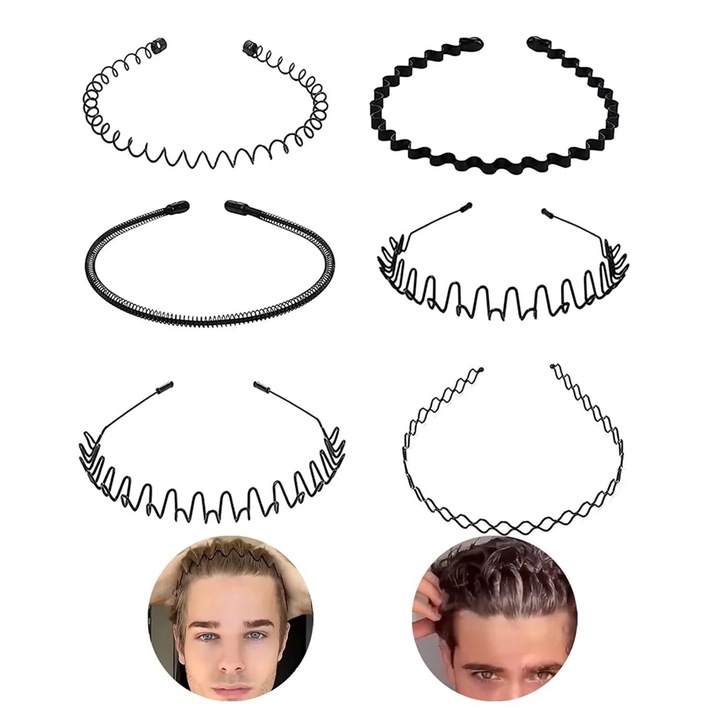 Set 6 bentite metalice ondulate, negru, diametru maxim 15 cm