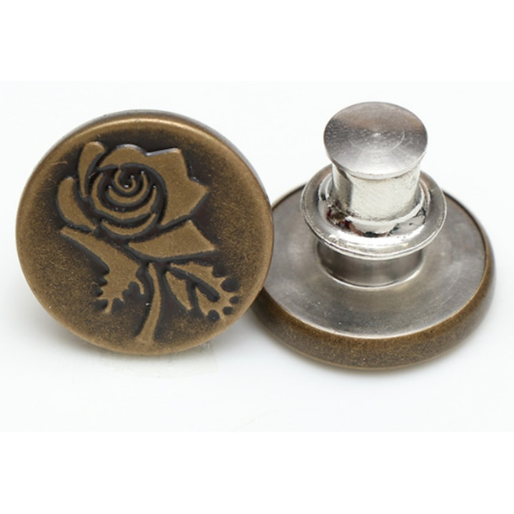 Set 10 nasturi din aliaj, 1.7x1.7cm, bronz, fara cusut