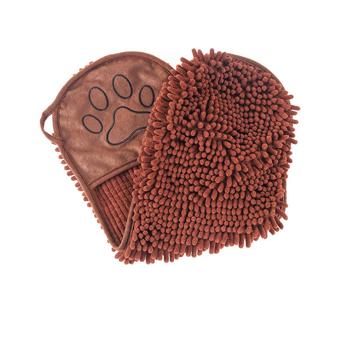 Prosop pentru animale de companie, 60x22cm, absorbant, uscare rapida, maro