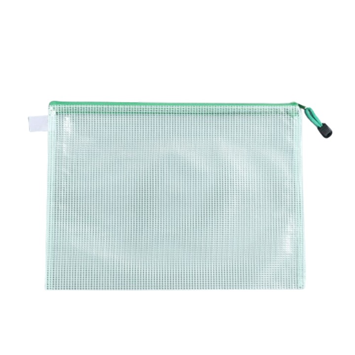 Set de 12 mape pentru documente A5, cu fermoar, verde