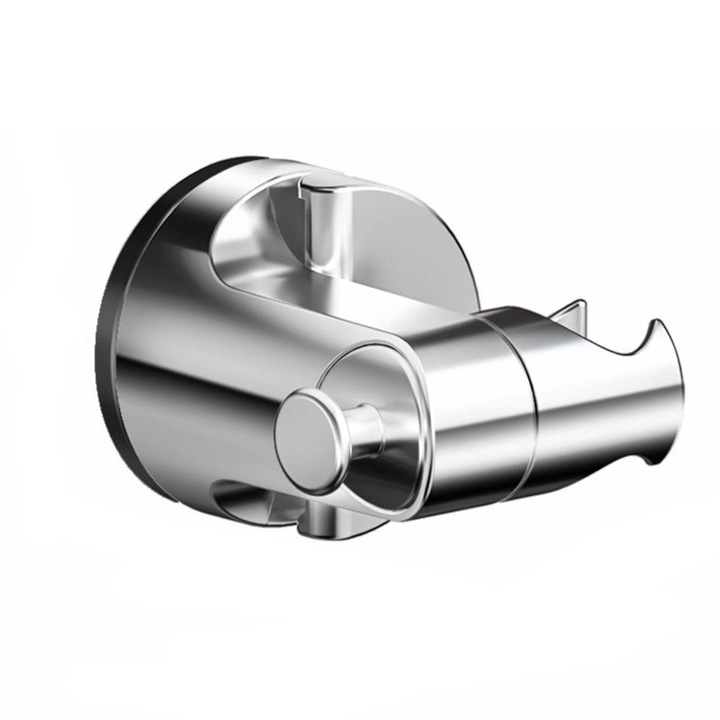 Suport ajustabil pentru dus cu ventuza, argintiu, 8.5x7.5x7cm, fara gaurire