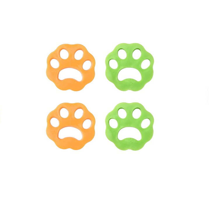 Set 4 accesorii pentru indepartarea parului de animale, verde si portocaliu, 9x9x1.3cm