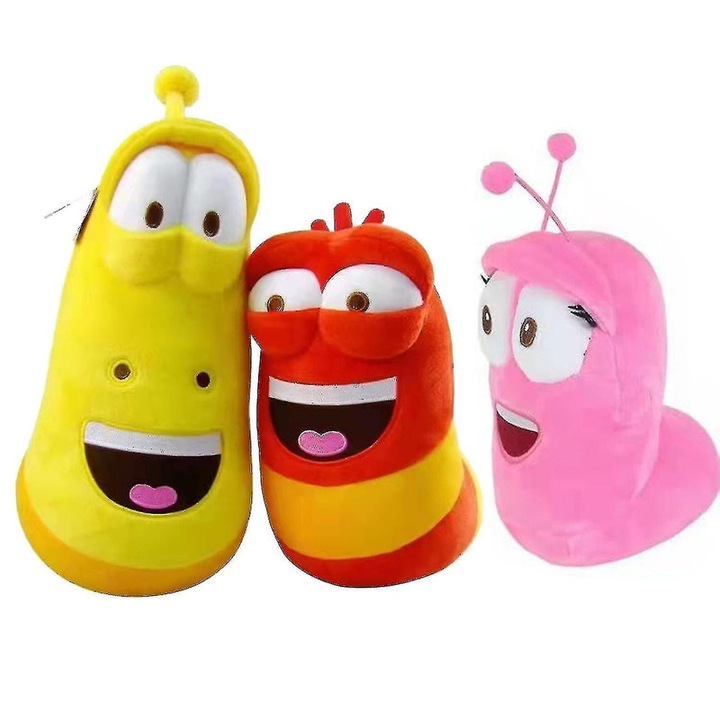 Set 3 Jucarii de Plus Larva, Multicolor, 18-25cm