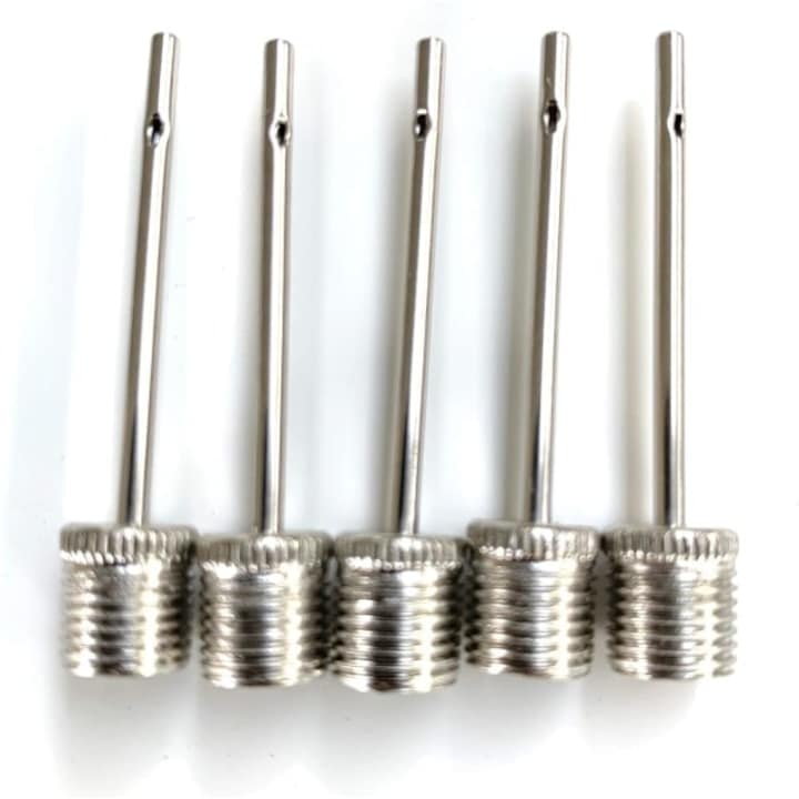 Ace de pompare mingi din otel inoxidabil, set de 5 bucati, design cu deschidere laterala, argintiu