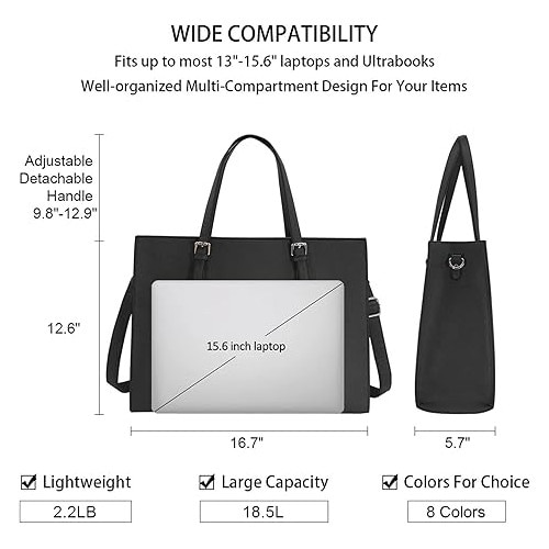 Geanta laptop dama, piele PU impermeabila, negru, 42x14.5x32cm